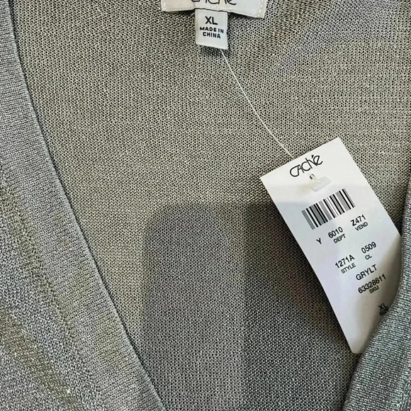 Cach’e Metallic Silver Zip Cardigan Size XL - Picture 7 of 7